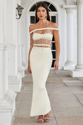 Halter Crystal Braided Bardot Maxi Dress | Dress In Beauty